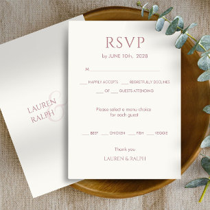 Mariage Monogramme rose et ivoire Dusty RSVP