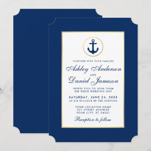 Mariage nautique Ancre bleue Invitation