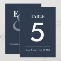 Mariage Navy Ampersand | Numéro de table moderne