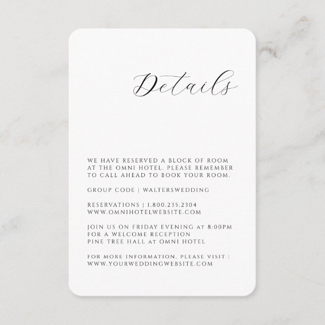 Mariage noir et blanc Détails Carte de boîtier (Devant)
