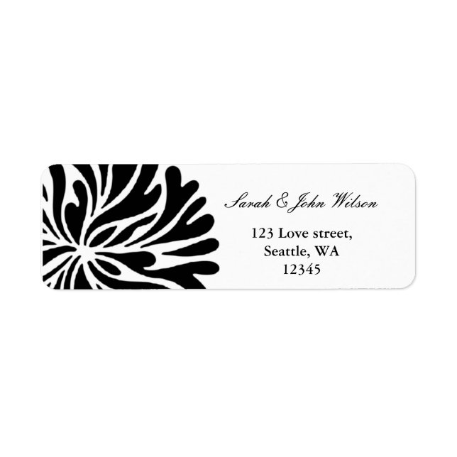 mariage noir et blanc, étiquette d'adresse de reto (Devant)