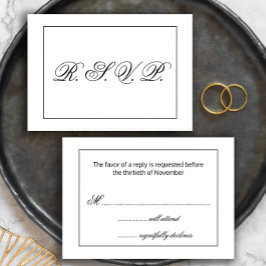 Mariage noir et blanc moderne RSVP