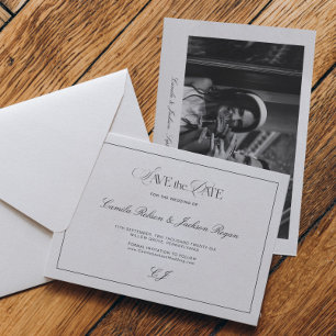 Mariage Noir et Blanc Old Money Faire-Part de Date