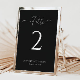 Mariage noir simple élégant Numéro de table
