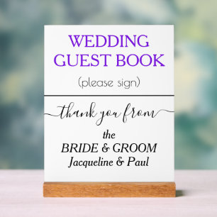 Mariage Nom du livre d'hôtes Violet blanc