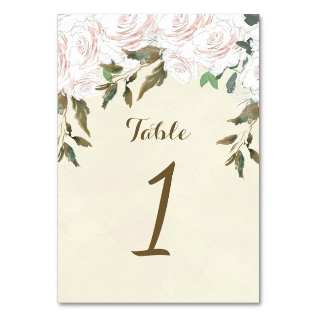 Mariage numéro de table carte ivoire floral (Par défaut)