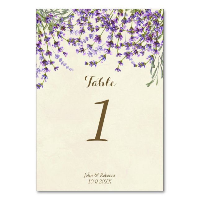 mariage numéro de table carte lavande fleurs (Par défaut)