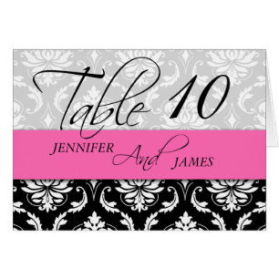 Mariage Numéro de table Cartes Damask Hot Pink