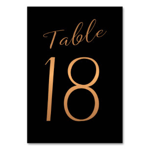 Mariage numéro de table cuivre or parties scintill