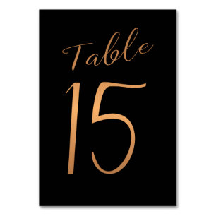 Mariage numéro de table cuivre or parties scintill