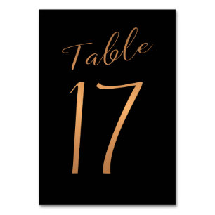Mariage numéro de table cuivre or parties scintill