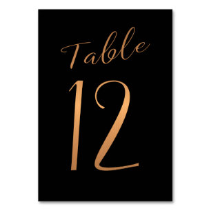 Mariage numéro de table cuivre or parties scintill
