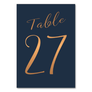 Mariage numéro de table cuivre rose or parties sci