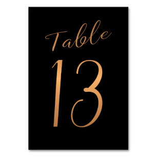 Mariage numéro de table or cuivre parties scintill