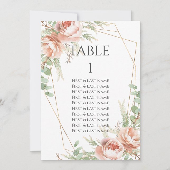 Mariage Numéro de table Roses (Devant)