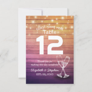 Mariage Numéro de table Siège Place Champagne Verr
