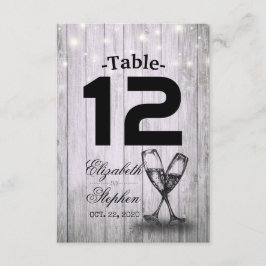 Mariage Numéro de table Siège Place Champagne Verr