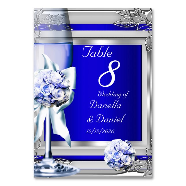 Mariage Numéro de table Silver Blue Navy (Par défaut)