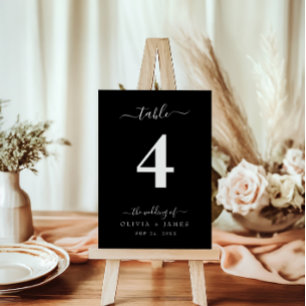 Mariage Numéro de table Simple Solide Couleur Noir