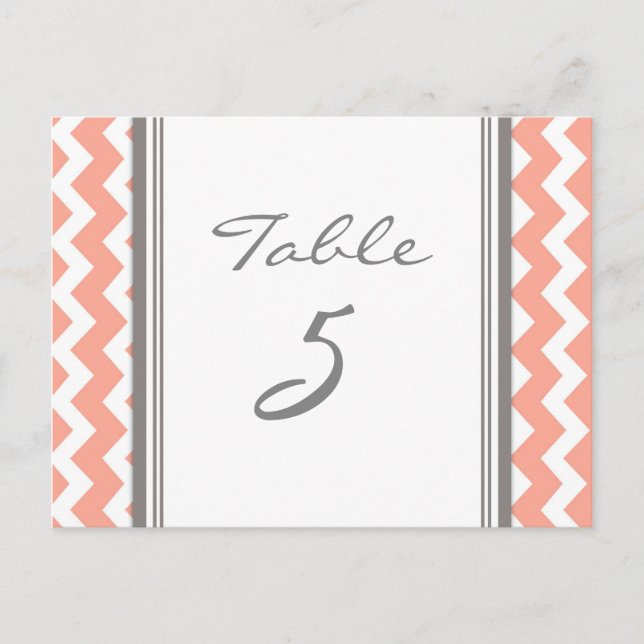 Mariage Numéro de tableau Cartes Coral Grey Chevro (Devant)