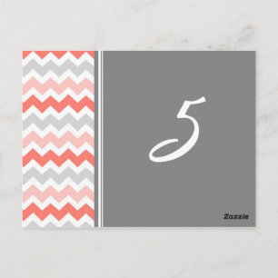Mariage Numéro de tableau Cartes Coral Grey Chevro