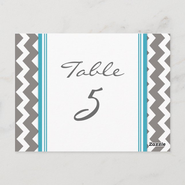 Mariage Numéro de tableau Cartes Gris Turquoise Ch (Dos)