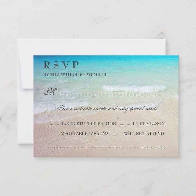 Mariage Océan Tropical RSVP Avec Entrées (Devant)