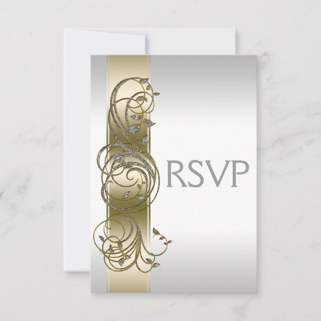 Mariage officiel Orné Argent Or RSVP (Devant)