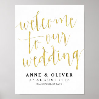 Mariage or Affiche de bienvenue Rustique