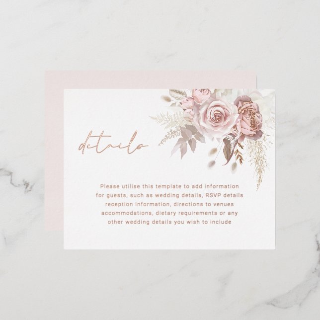 Mariage or Blush & Rose Détails Carte de boîtier (Recto/Verso)