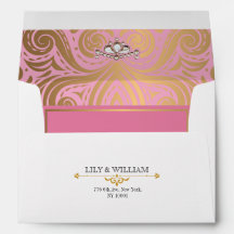 Mariage Or Diamant Art Déco Élégant Rose