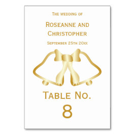 Mariage Or Numéro Numéro De Carte Cloches Et Ruban
