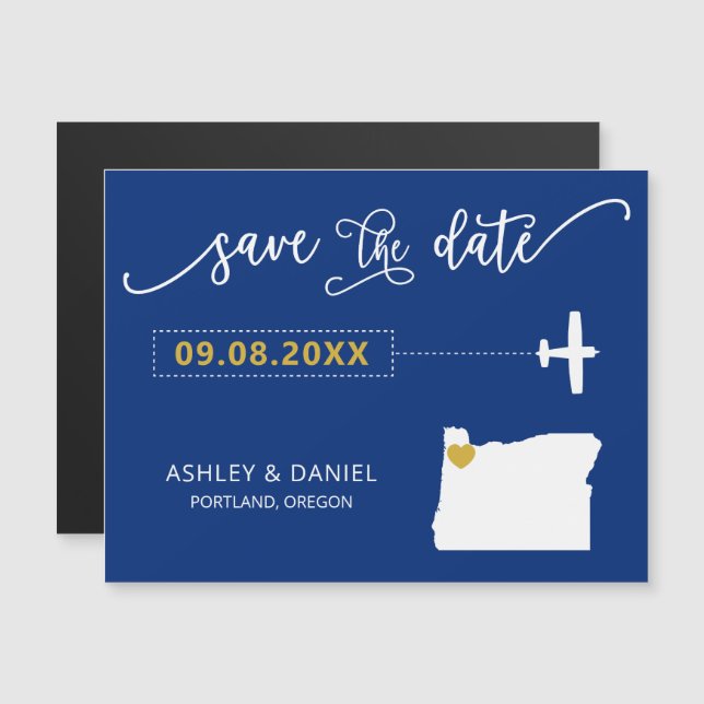 Mariage Oregon Enregistrer la carte de date, Carte (Devant / Derrière)
