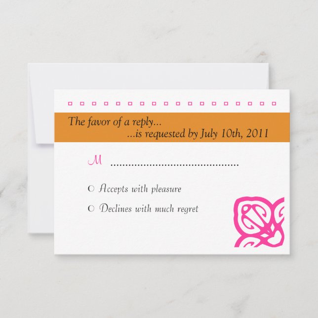 Mariage ornemental RSVP Orange et rose (Devant)