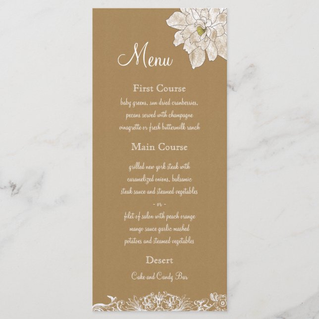 Mariage papier Kraft : Cartes de menu (Devant)