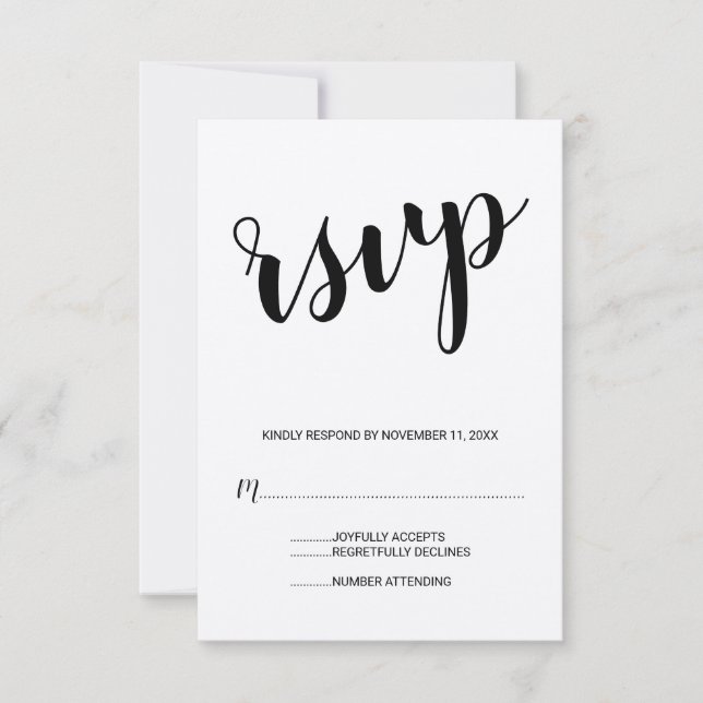 Mariage papier Kraft de script moderne RSVP (Devant)