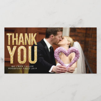 Mariage Parties scintillant d'or Merci Cartes phot