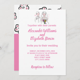 Mariage Pays Chic Rose Love Invitation