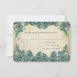 Mariage Peacock bleu et or Marine verte RSVP