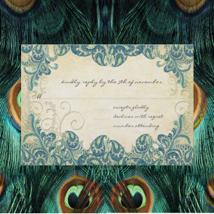 Mariage Peacock turquoise & Or RSVP