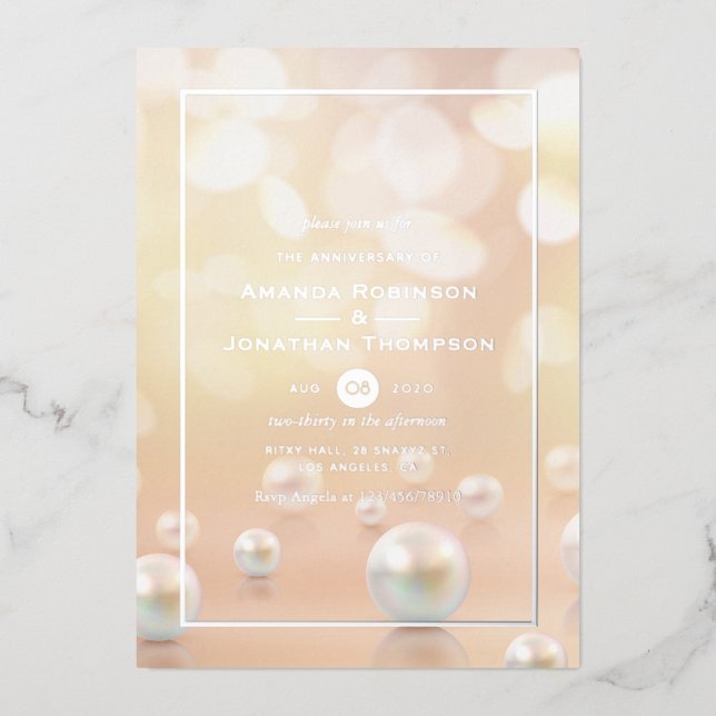 Mariage Pearl Anniversaire Foil Invitation (Recto)