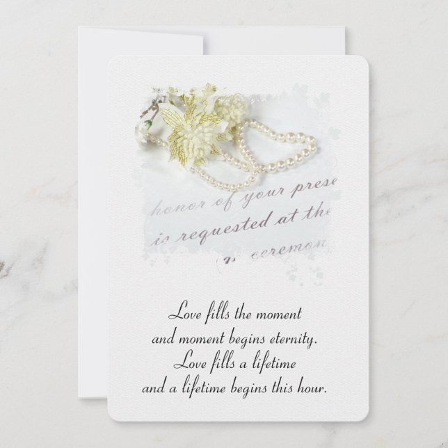 Mariage Pearl Heart sur invitation officielle (Devant)