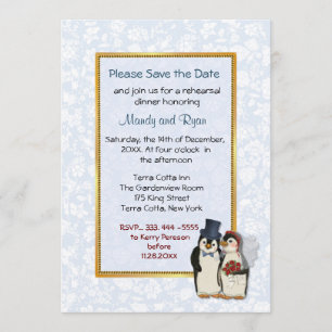 Mariage Penguin - Dîner de répétition Invitation