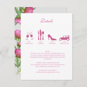 Mariage Peonies Détails Invitation