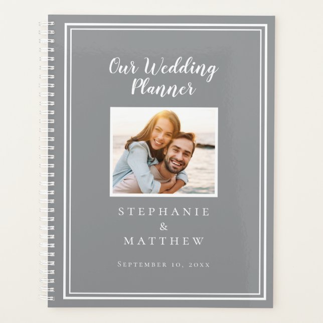 Mariage Personnalisé avec Photo Simple Gris & Blan (Devant)