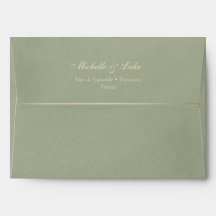 Mariage Personnalisé Luxueux Vert Sauge Velours Or