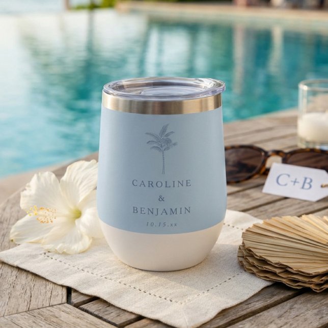 Mariage personnalisé minimaliste bleu arbre palmie (Créateur téléchargé)