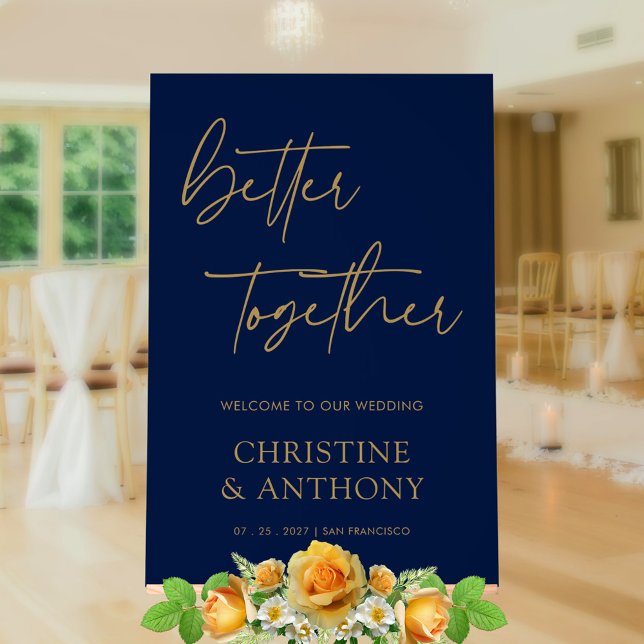 Mariage personnalisé Navy & Or Meilleurs ensemble (Personalized Navy & Gold Better Together Wedding Acrylic Sign)