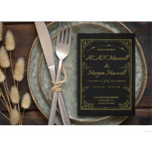 Mariage photo Black & Gold Elegant Invitation Foil