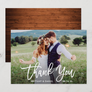 Mariage Photo Brush Script Carte de remerciements 
